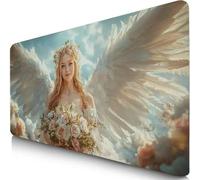 Gaming Mouse Pad Angel Desk Mat Large 70x30cm XXL Mouse Mat Girl Long Computer Keyboard Mousepad with Slip Base Desk Pad Edge for Stable Grip on Smooth Surfaces for Home Office Gaming Room F0-549