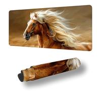 Gaming Mouse Pad Animal Desk Mat Large 35.4x11.8 inch Horse Mouse Mat, Extended Waterproof Mousepad with Anti-Slip Rubber Base Stitched Edges Keyboard Desk Pad for Home Office Decor, Gifts S-8677