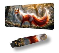 Gaming Mouse Pad Animal Desk Mat Large 39.4x19.7 inch Fox Mouse Mat, Extended Waterproof Mousepad with Anti-Slip Rubber Base Stitched Edges Keyboard Desk Pad for Home Office Decor, Gifts Women S-1556