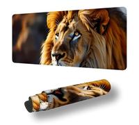 Gaming Mouse Pad Animal Desk Mat Large 55.1x23.6 inch Lion Mouse Mat, Extended Mousepad with Anti-Slip Rubber Base Stitched Edges Keyboard Desk Pad for Home Office Decor, Gifts for Women S-7396