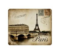 Gaming Mouse Pad Art Print Vintage Postcard Paris Eiffel Tower Non-Slip Rubber Mouse Pad for Computers, Laptop, Office, Home Rectangle Personalized Mousepad 9.5 Inch x 7.9 Inch
