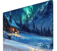 Gaming Mouse Pad Aurora Desk Mat Large 31.50x11.81x0.16inches XXL Mousepad Cabin Full Desk Cover Protector, Waterproof Long Keyboard Mat, Non-Slip Backing, Soft Smooth Surface for Accessories W6-315