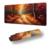 Gaming Mouse Pad Autumn Desk Mat Large 35.4x11.8 inch Forest Mouse Mat, Extended Waterproof Mousepad with Anti-Slip Rubber Base Stitched Edges Keyboard Desk Pad for Home Office Decor, Gifts S-1787