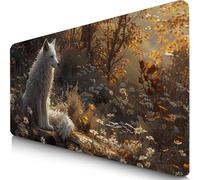 Gaming Mouse Pad Autumn Desk Mat Large 90x40cm XXL Mouse Mat Wolf Long Computer Keyboard Mousepad with Slip Base Desk Pad Edge for Stable Grip on Smooth Surfaces, Water-Resistant Surface Gaming F0-399