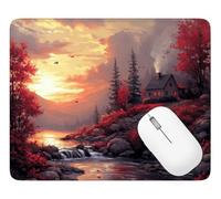Gaming Mouse Pad Autumn, Mouse Mat 36 x 30 cm with Stitched Edges, Q-5201 | Water-Resistant Surface Keyboard Mousepad Landscape, with Anti-Slip Rubber Base, for Home Office Decor, Gifts for Men/Women