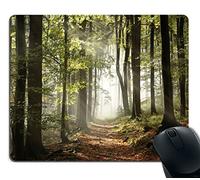 Gaming Mouse Pad,Autumnal Pathway in The Mountains with Mist in The Distance Wilderness Scene Non-Slip Thick Rubber Large Mousepad