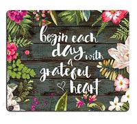 Gaming Mouse Pad, Begin Each Day with A Grateful Heart Wood Signs with Sayings,Design Non-Slip Rubber Mousepad
