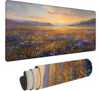 Gaming Mouse Pad Beige, Large Mouse Mat 700 x 400 x 3 mm with Stitched Edges Desk Mat Flower, Extended XXL Mousepad with Non Slip Rubber Base Desk Pad for Home Office Accessories, Gifts for Men V-Y