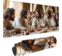 Gaming Mouse Pad Beige, Large Mouse Mat 900x300x3 mm with Stitched Edges Desk Mat The Last Supper, Extended XXL Mousepad with Non Slip Rubber Base Desk Pad for Home Office Decor, Gifts for Men 2-Z