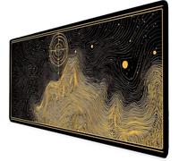 Gaming Mouse Pad Black And Gold Mouse Mat Large XXL 90 x 40cm Starry Sky Desk Mat Large, Waterproof, Non-Slip, Improved Precision and Speed, Computer, Office Gaming Desk Accessories for Men bd1-5655