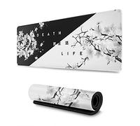 Gaming Mouse Pad Black and White Cherry Blossom XXL XL Large Mat Long Extended Mousepad Desk Pad Non-Slip Rubber Mice Pads Stitched Edges 31.5 X 12 in
