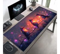 Gaming Mouse Pad, Black Bird Mouse Mat with Stitched Edges, Large Extended XXL Mousepad with Anti Slip Base, Desk Pad for Desk Keyboard Decoration, Gifts for Men Adults Kids 90 x 40cm PjY835 J-4