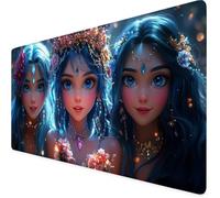 Gaming Mouse Pad Black Desk Mat Large 23.6x11.8in Flower Mouse Mat,Extended Waterproof Mousepad,With Anti-Slip Rubber Base Stitched Edges Mousemat for Gaming Office Desk Decor,Gifts for Women F1-479