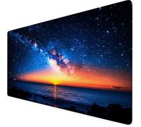 Gaming Mouse Pad Black Desk Mat Large 520X250X3mm Starry Sky Mouse Mat, Extended Waterproof Mousepad, With Anti-Slip Rubber Base Stitched Edges Mousemat for Office Desk Decor, Gifts for Men F1-461