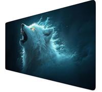 Gaming Mouse Pad Black Desk Mat Large 800 X 400 X 3 mm Wolf Mouse Mat, Extended Waterproof Mousepad, With Anti-Slip Rubber Base Stitched Edges Mousemat for Office Desk Decor, Gifts for Men Z1-28