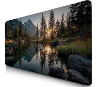 Gaming Mouse Pad Black Desk Mat Large 90x40cm XXL Mouse Mat Lake Long Computer Keyboard Mousepad with Slip Base Desk Pad Edge for Stable Grip on Smooth Surfaces for Home Office Gaming Room F0-150