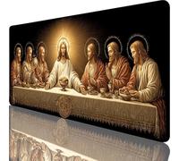 Gaming Mouse Pad Black, Large Mouse Mat 600x300x3 mm with Stitched Edges Desk Mat The Last Supper, Extended XXL Mousepad with Non Slip Rubber Base, Office Accessories for Desk Keyboard Decor l-5894