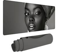 Gaming Mouse Pad Black, Large Mouse Mat 700x300x3 mm with Stitched Edges Desk Mat African Woman, Extended XXL Mousepad with Non Slip Rubber Base Desk Pad for Home Office Decor, Gifts for Men 3-0