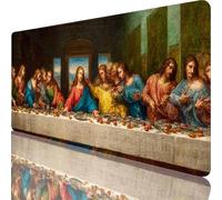 Gaming Mouse Pad Black, Large Mouse Mat 800 x 400 x 4 mm with Stitched Edges Desk Mat The Last Supper, Extended XXL Mousepad Non Slip Rubber Base, Office Accessories for Desk Keyboard Decor l-6723