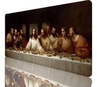 Gaming Mouse Pad Black, Large Mouse Mat 900 x 400 x 4 mm with Stitched Edges Desk Mat The Last Supper, Extended XXL Mousepad Non Slip Rubber Base, Office Accessories for Desk Keyboard Decor l-6700