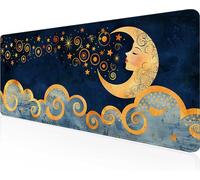 Gaming Mouse Pad Black, Moon Mouse Pad 1400x600x3mm with Stitched Edges, Large Extended XXL Keyboard Mat with Anti Slip Base, Mause Mat for Desk Keyboard Decoration, Gifts for Men Adults PjY3489 0-7
