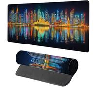 Gaming Mouse Pad Black Mouse Mat 1000x500x3mm, City Mousemat with Stitched Edge Design, Waterproof Surface XXL Extended Desk Pad Large for Office and Home PC Gaming Desk Accessories, Gifts 8-5919