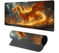 Gaming Mouse Pad Black Mouse Mat 900x400x3mm, Dragon Mousemat with Stitched Edge Design, Waterproof Surface XXL Extended Desk Pad Large for Office and Home PC Gaming Desk Accessories, Gifts 4-8799