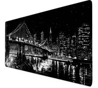 Gaming Mouse Pad Black Mouse Mat Large XXL 80 x 40cm Golden Gate Bridge Desk Mat Large, Waterproof, Non-Slip, Improved Precision and Speed, Computer, Office Gaming Desk Accessories for Men wxl1-4592