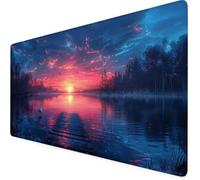 Gaming Mouse Pad Blue Desk Mat Large 1200 X 600 X 3 mm Sunset Mouse Mat, Extended Waterproof Mousepad, With Anti-Slip Rubber Base Stitched Edges Mousemat for Office Desk Decor, Gifts for Men F1-883