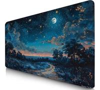 Gaming Mouse Pad Blue Desk Mat Large 150x80cm XXL Mouse Mat Moon Long Computer Keyboard Mousepad with Slip Base Desk Pad Edge for Stable Grip on Smooth Surfaces for Home Office Gaming Room F0-162