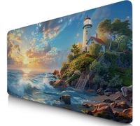 Gaming Mouse Pad Blue Desk Mat Large 52x25cm XXL Mouse Mat Tower Long Computer Keyboard Mousepad with Slip Base Desk Pad Edge for Stable Grip on Smooth Surfaces for Home Office Gaming Room F0-246