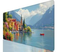 Gaming Mouse Pad Blue Desk Mat Large 600x400x3mm XXL Mouse Mat Small Town Long Computer Keyboard Mousepad with Slip Base, Improved Precision and Speed, Waterproof Mousemat for Office Home Gamer Y8-675