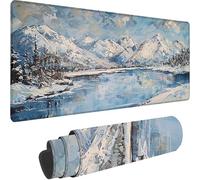 Gaming Mouse Pad Blue, Large Mouse Mat 1200 x 600 x 3 mm with Stitched Edges Desk Mat Mountain, Extended XXL Mousepad with Non Slip Rubber Base Desk Pad for Home Office Accessories, Gifts for Men 6-5