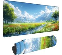 Gaming Mouse Pad Blue, Large Mouse Mat 1500x800x3 mm with Stitched Edges Desk Mat Landscape, Extended XXL Mousepad with Non Slip Rubber Base Desk Pad for Home Office Accessories, Gifts for Men K-Y