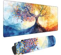 Gaming Mouse Pad Blue, Large Mouse Mat 800 x 400 x 3 mm with Stitched Edges Desk Mat Tree Of Life, Extended XXL Mousepad with Non Slip Rubber Base Desk Pad for Home Office Decor, Gifts for Men H-G