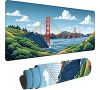Gaming Mouse Pad Blue, Large Mouse Mat 900 x 400 x 3 mm with Stitched Edges Desk Mat Architecture, Extended XXL Mousepad with Non Slip Rubber Base Desk Pad for Home Office Decor, Gifts for Men 0-0