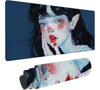 Gaming Mouse Pad Blue Large Mouse Mat 900 x 400 x 4 mm Cartoon with Stitched Edges, Extended XXL Mousepad Non-Slip Rubber Base, Desk Mat Gaming Mousepad for Desk Accessories, Office Decor Gifts w-198