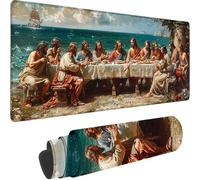 Gaming Mouse Pad Blue, Large Mouse Mat 900x300x3 mm with Stitched Edges Desk Mat The Last Supper, Extended XXL Mousepad with Non Slip Rubber Base Desk Pad for Home Office Decor, Gifts for Men J-6