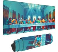 Gaming Mouse Pad Blue, Large Mouse Mat 900x300x3 mm with Stitched Edges Desk Mat The Last Supper, Extended XXL Mousepad with Non Slip Rubber Base Desk Pad for Home Office Decor, Gifts for Men 4-6