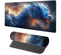 Gaming Mouse Pad Blue Mouse Mat 1600x800x3mm, Dragon Mousemat with Stitched Edge Design, Waterproof Surface XXL Extended Desk Pad Large for Office and Home PC Gaming Desk Accessories, Gifts 4-3119
