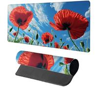 Gaming Mouse Pad Blue Mouse Mat 1600x800x3mm, Flower Mousemat with Stitched Edge Design, Waterproof Surface XXL Extended Desk Pad Large for Office and Home PC Gaming Desk Accessories, Gifts K-6591