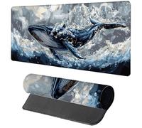 Gaming Mouse Pad Blue Mouse Mat 1600x800x3mm, Whale Mousemat with Stitched Edge Design, Waterproof Surface XXL Extended Desk Pad Large for Office and Home PC Gaming Desk Accessories, Gifts 9-6974