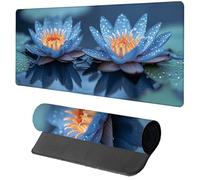 Gaming Mouse Pad Blue Mouse Mat 600x300x3mm, Flower Mousemat with Stitched Edge Design, Waterproof Surface XXL Extended Desk Pad Large for Office and Home PC Gaming Desk Accessories, Gifts Z-3111