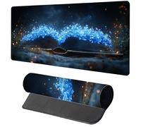 Gaming Mouse Pad Blue Mouse Mat 700x300x3mm, Book Mousemat with Stitched Edge Design, Waterproof Surface XXL Extended Desk Pad Large for Office and Home PC Gaming Desk Accessories, Gifts 5-8727