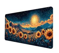 Gaming Mouse Pad Blue Mouse Mat Sunflower Desk Mat Large 80 x 30 cm, Waterproof Mousepad with Stitched Edge, Anti-Slip Rubber Base Desk Pad Computer Accessories for PC, Laptop Office/Gaming -hjw2506GG