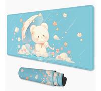 Gaming Mouse Pad Blue Mouse Mat XXL 600x300 mm, Bear Mousepad with Smooth Surface to Improve Precision and Speed, Non-Slip Rubber Base Desktop Pad for Home, Office, Gaming Room 24x12 in 3Y-136