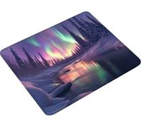 Gaming Mouse Pad Blue Small Mouse Mat 16x12in, Aurora Desk Mat with Stitched Edges, Waterproof Surface Mousepad with Non-Slip Rubber Base, Gaming Accessories and Desk Accessories for Men 9-9695
