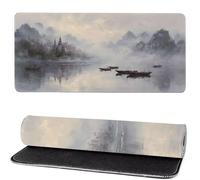 Gaming Mouse Pad Boat, Mouse Mat large Mountain 1400x600x3mm Extended Desk Mat LargeKeyboard Pad and Desk Accessories, Water-Resistant Surface and Non-Slip Base Mousemat for Home Office Decor MM-586