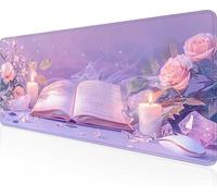 Gaming Mouse Pad Book, Pink Mouse Pad 100 x 50cm with Stitched Edges, Large Extended XXL Keyboard Mat with Anti Slip Base, Mause Mat for Desk Keyboard Decoration, Gifts for Men Adults Kids PjY7617 K-7