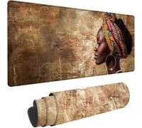 Gaming Mouse Pad Brown Large Mouse Mat 900x300x3 mm African Woman with Stitched Edges, Large XXL Mousepad Non-Slip Rubber Base, Desk Mat Gaming Mousepad for Desk Accessories, Office Decor Gifts w-217